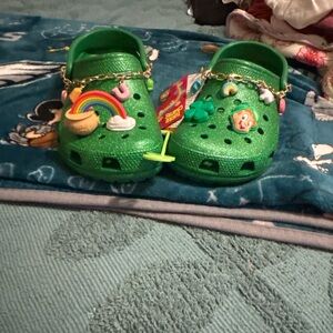 Women’s Green Clogs with Charms